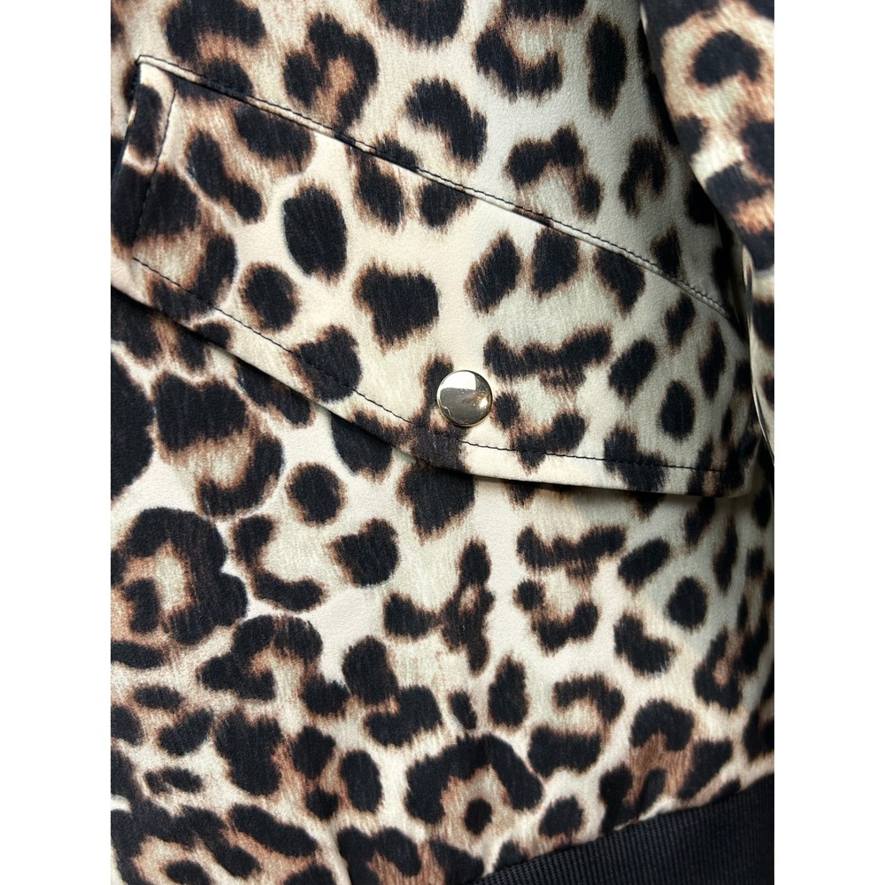 Susan Graver Bomber Jacket Womens 2X Tan Leopard Print Zip Front Animal Pattern - Picture 6 of 9